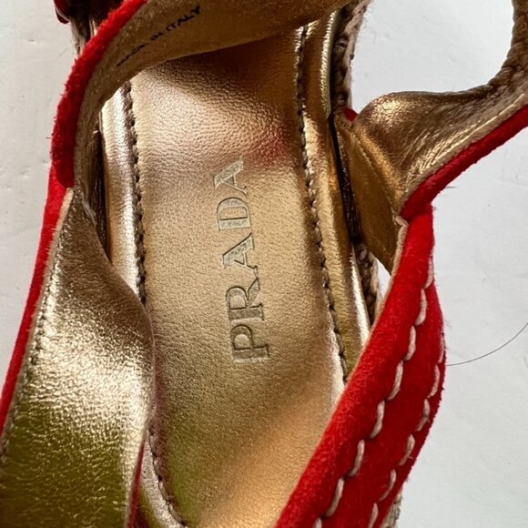PRADA orange suede espadrilles size 38.5 - Picture 8 of 8